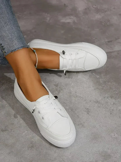 Women's Flat Lace-Up Shoes | White