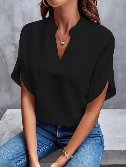 Women's V-Neck Short Sleeve Blouse | Casual