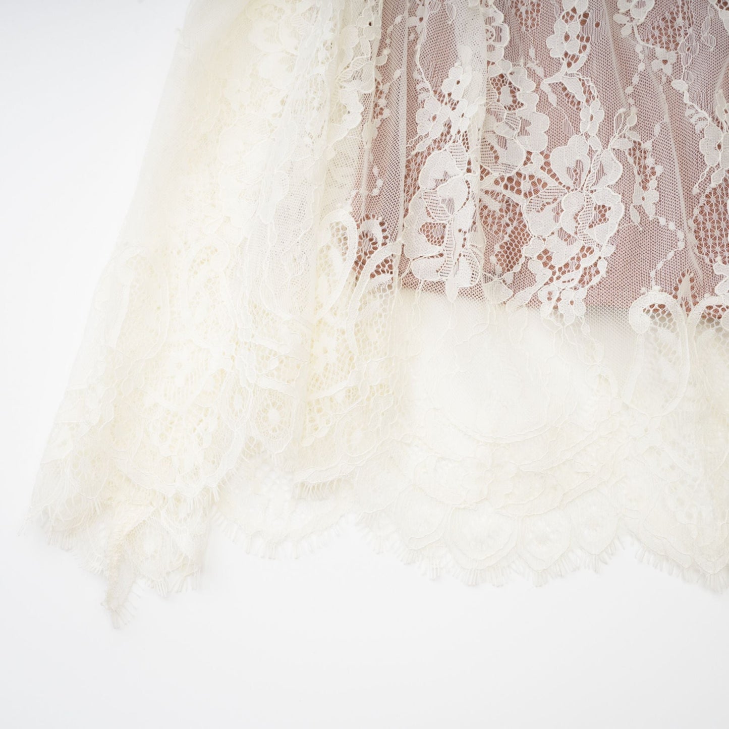 Ivory Lace Maxi Dress with Sheer Sleeves for Women - Giada