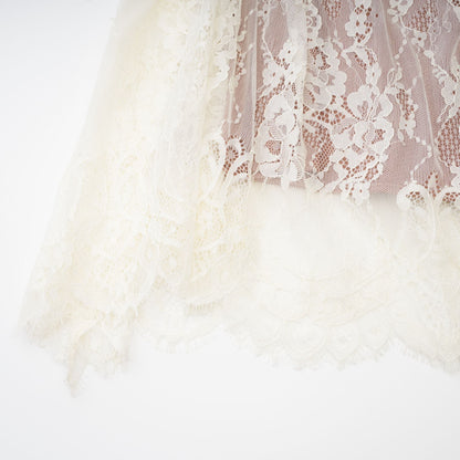 Ivory Lace Maxi Dress with Sheer Sleeves for Women - Giada