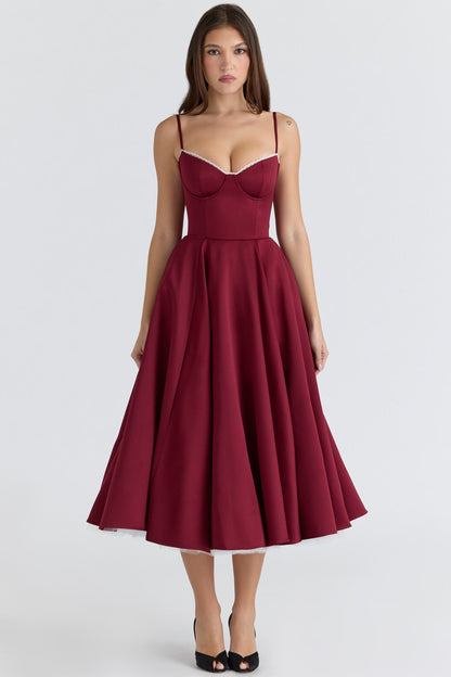 Women's Heart-Shaped Neckline Evening Dress | Midi