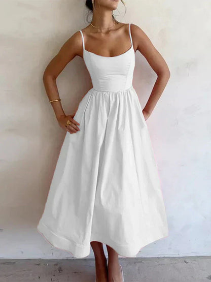 Women's A-Line Spaghetti Strap Dress | Midi