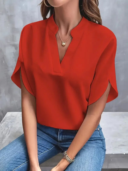 Women's V-Neck Short Sleeve Blouse | Casual