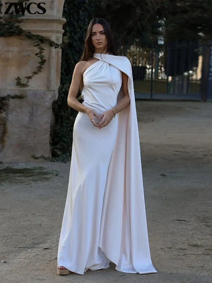 Satin Maxi Dress with Side Slit for Women - Anastasia