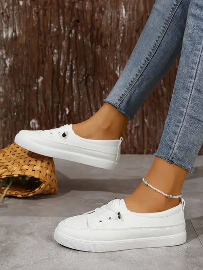 Women's Flat Lace-Up Shoes | White