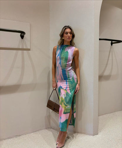 Multicolor Floral Print Maxi Dress for Women - Giuliana