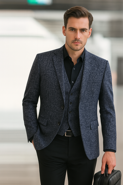 Men's Formal Long Sleeve Blazer | with Notched Lapel