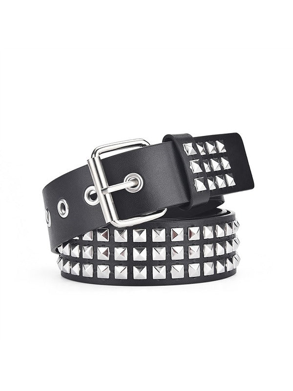 Hip Pop Metal Embellished Eyelet Buckle Belt