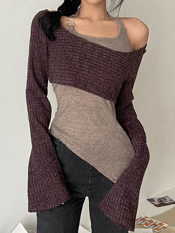 Classic Solid Color Slim Halter Sweater