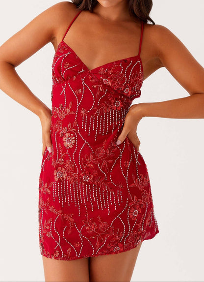 Pazienza Sequin Cami Mini Dress - Red