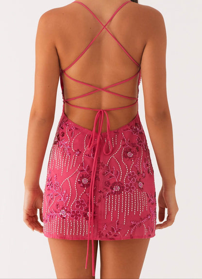 Vietta Sequin Cami Mini Dress - Fuchsia