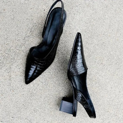 Women's Slingback Pointed Toe Sandals | Chunky Low Heels