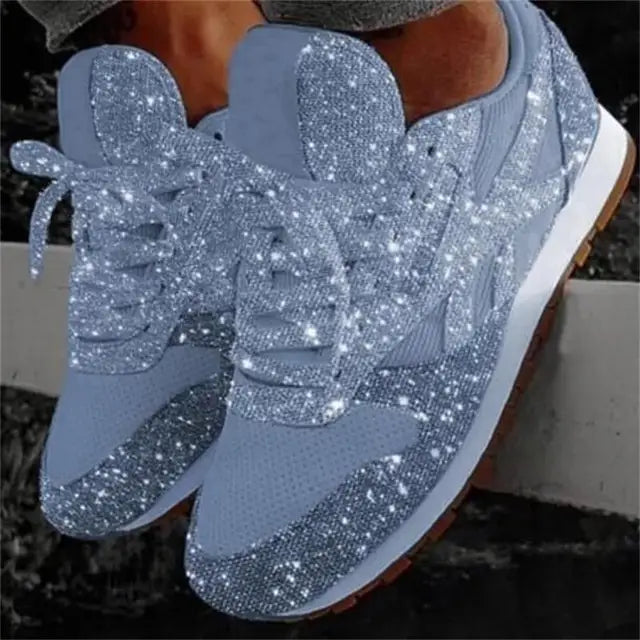 Women’s Casual Glitter Sneakers | Lace-Up Closure