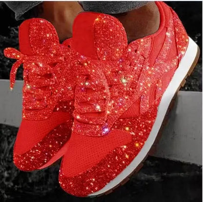 Women’s Casual Glitter Sneakers | Lace-Up Closure