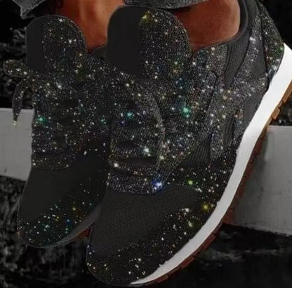Women’s Casual Glitter Sneakers | Lace-Up Closure