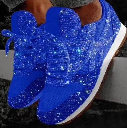 Women’s Casual Glitter Sneakers | Lace-Up Closure