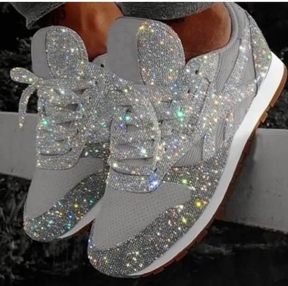 Women’s Casual Glitter Sneakers | Lace-Up Closure