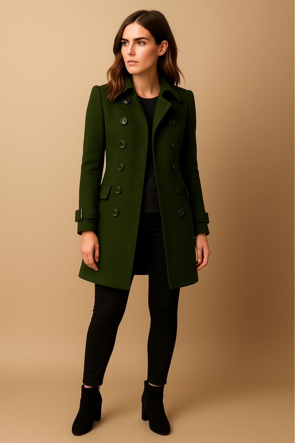 Women's Double-Breasted Coat | Long