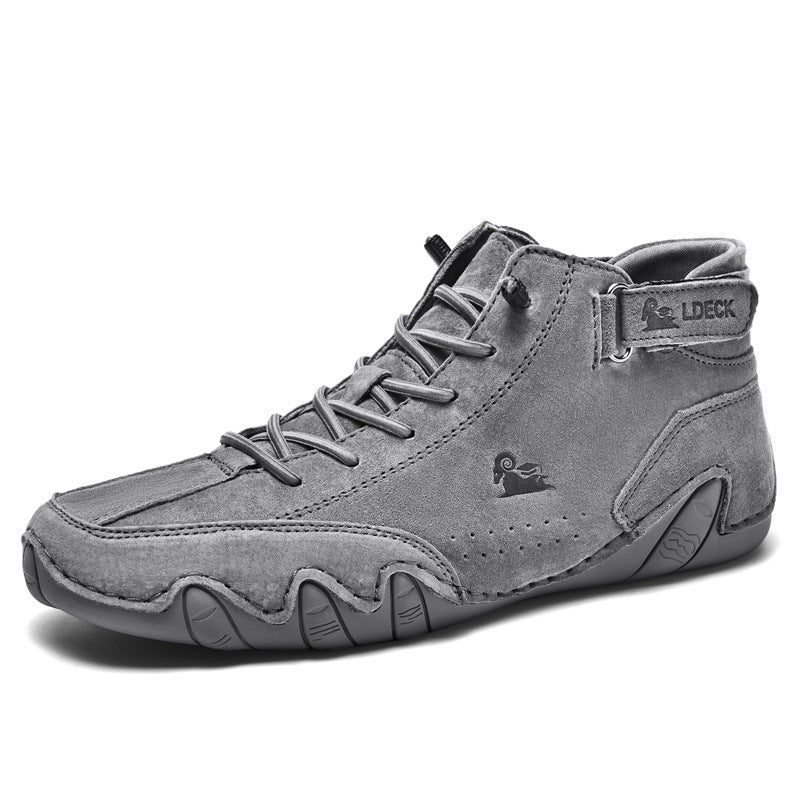Men's High-Top Barefoot Shoes | Lacing and Velcro Closure