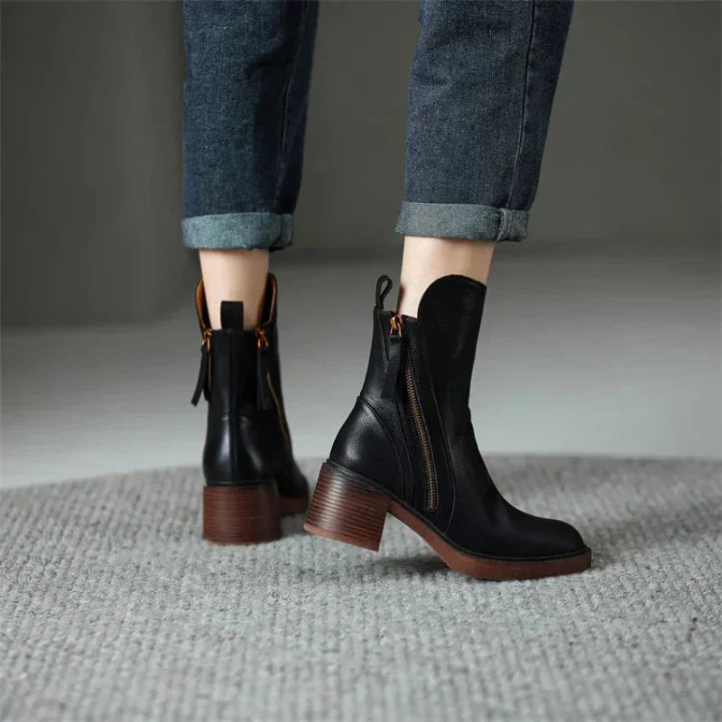 Women's Block Heel Ankle Boots | Zipper