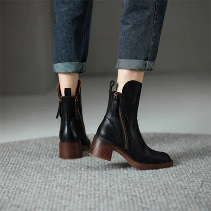 Women's Block Heel Ankle Boots | Zipper