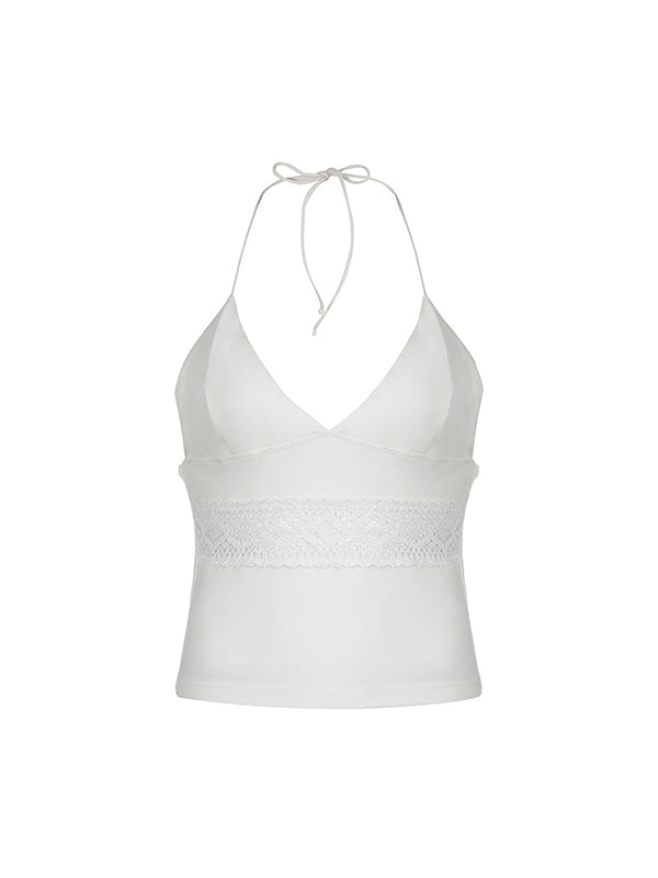 Classic White V-Neck Breast Shape Slim Cami Top