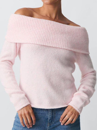 Y2K Solid Color Off Shoulder Oversized Sweaters