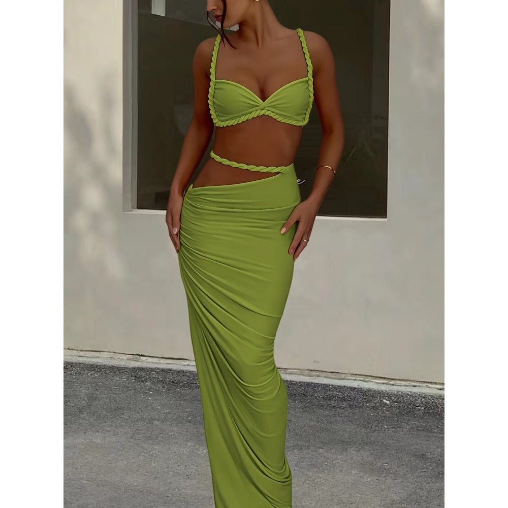 Multicolor Two Piece Crop Top and Maxi Skirt for Women - Allegra