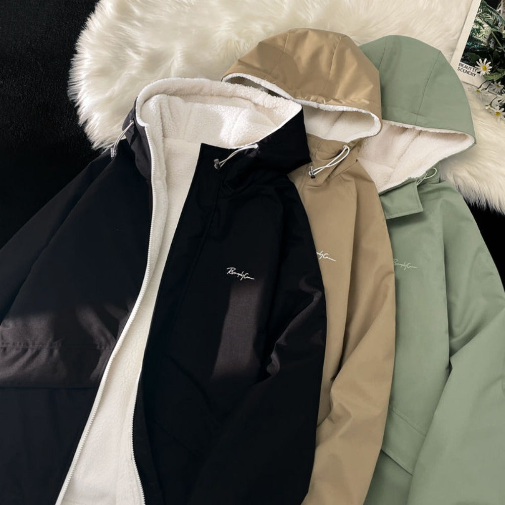 Reversible Fleece Lined Hooded Jacket for Men - Annetta