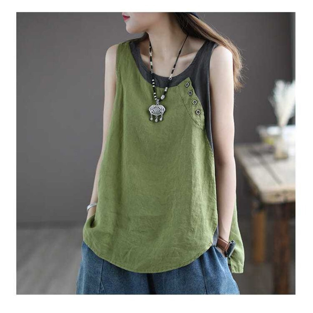 Sleeveless Button Detail Tank Top for Women - Lea