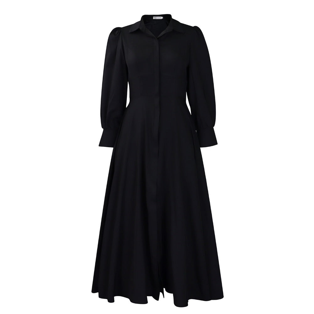 Button Down Maxi Dress with Long Sleeves for Women - Olga