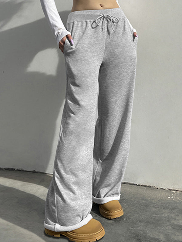 Solid Color 2000s Lace Up Sweatpants