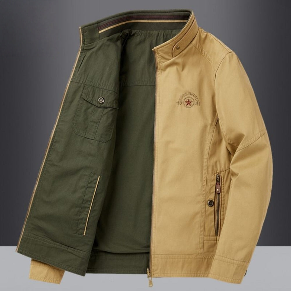 Reversible Lightweight Jacket with Zipper Pockets for Men - Azzurra