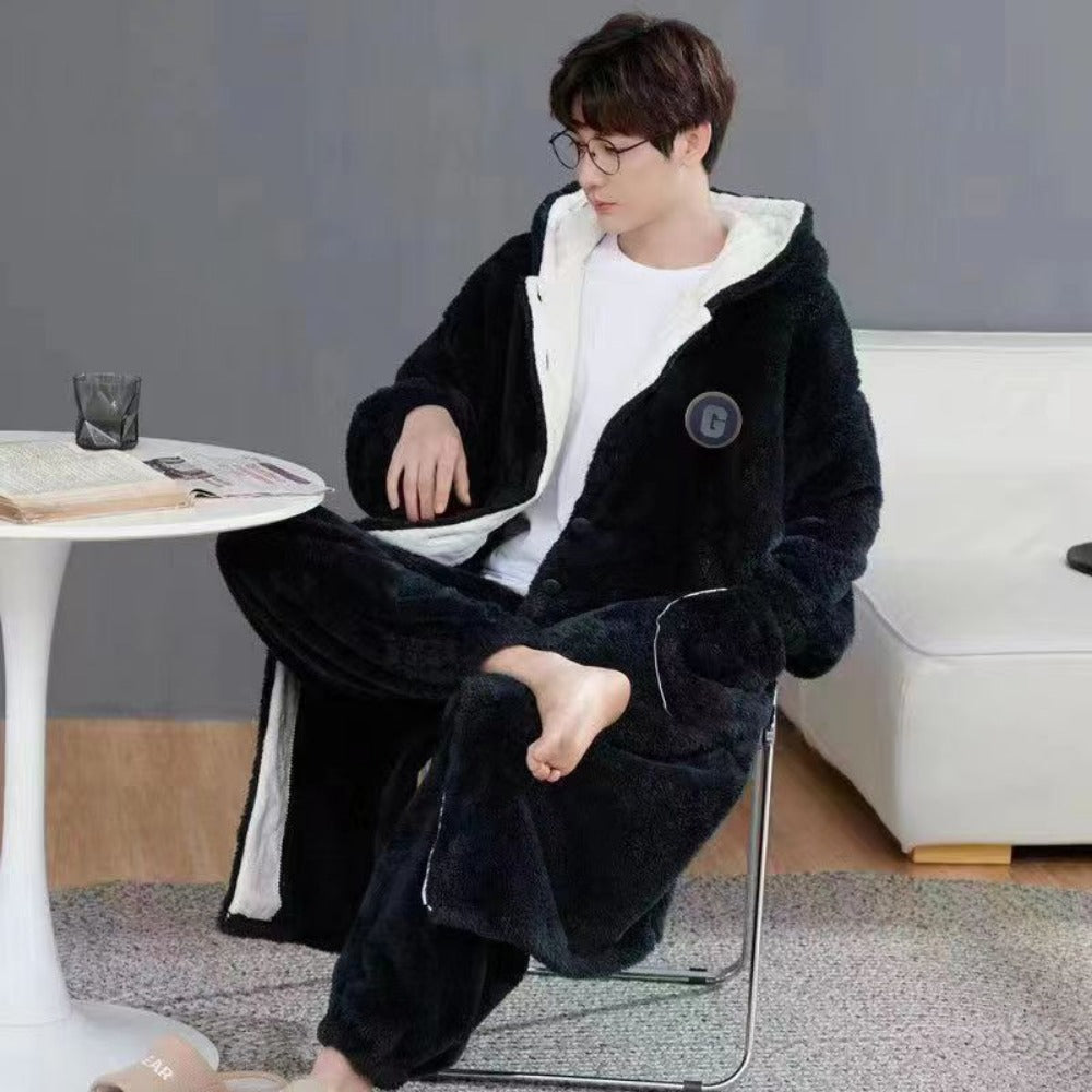 Fleece Hooded Loungewear Set with Pockets for Men - Diletta