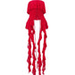Rotes Vintage Bandeau Top mit Gerüschter Vorderseite und Trägern