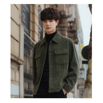 Corduroy Fleece Shirt Jacket with Pockets for Men - Ludovica
