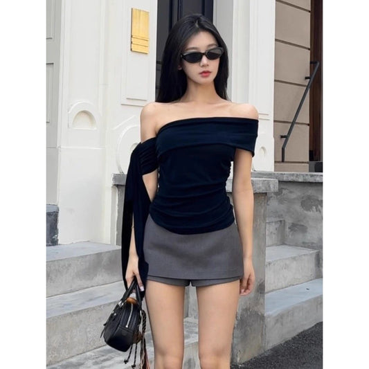 Off Shoulder Short Sleeve Top for Women - Edvige