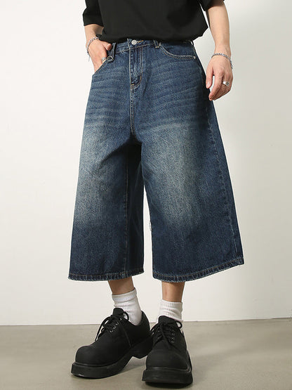 Vintage Oversized Cropped Distressed Baggy Jeans