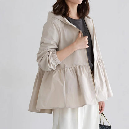 Hooded Long Sleeve Jacket with Pockets for Women - Fernanda