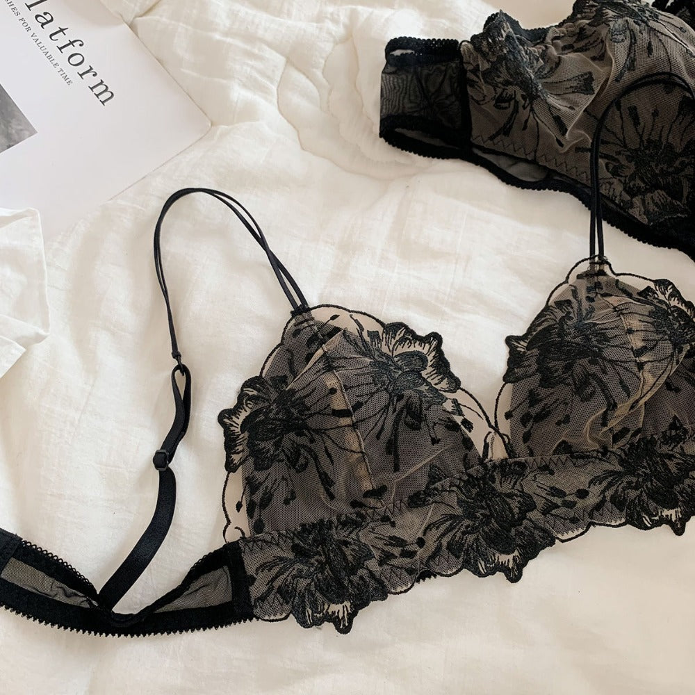 Floral Lace Bra and Panty Set for Women - Clelia