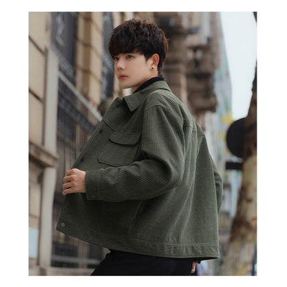 Corduroy Fleece Shirt Jacket with Pockets for Men - Ludovica
