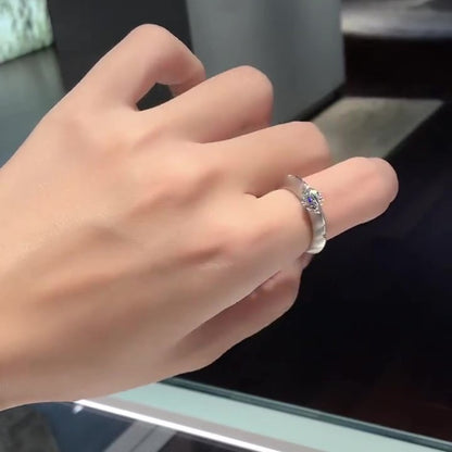 Sterling Silver Round Cut Zircon Stone Ring for Women - Fiammetta