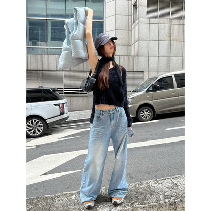 Light Blue Wide Leg High Waist Jeans for Women - Larissa