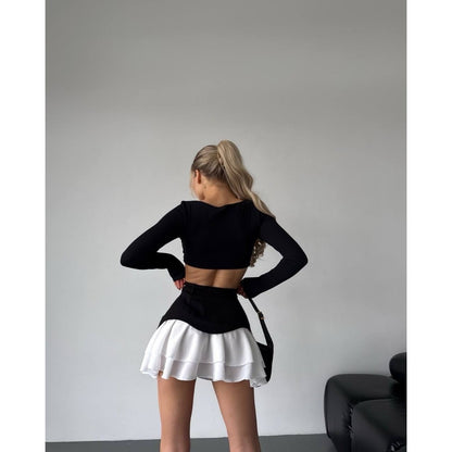High-Waisted Mini Skirt with Button Detail for Women - Clotilde