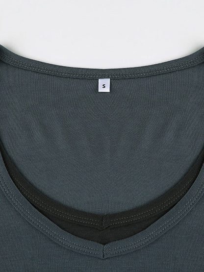 Classic Gray Simple Long Sleeves Tee