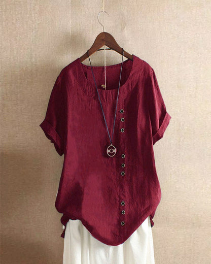 Women’s Summer Casual Linen Blouse | Short Sleeve