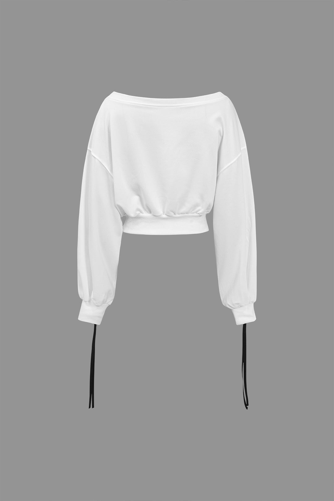 Retro White Contrast Tie-Up Sweatshirt