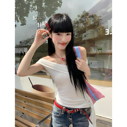 Off Shoulder Short Sleeve Top for Women - Edvige