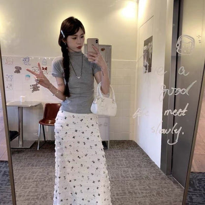 Floral Lace Maxi Skirt for Women - Olimpia