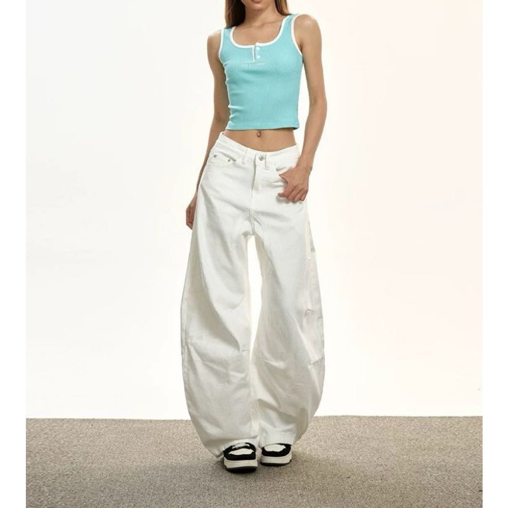 Wide Leg Cargo Pants with High Waist for Women - Larissa